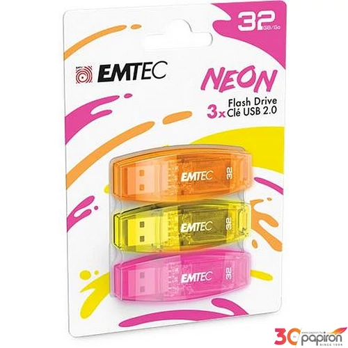 Pendrive 32GB 3db USB 2.0 EMTEC C410 narancs citromsárga rózsaszín