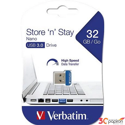 Pendrive 32GB USB 3.0 80/25MB/sec VERBATIM NANO STORE ´N´ STAY UV32GNS