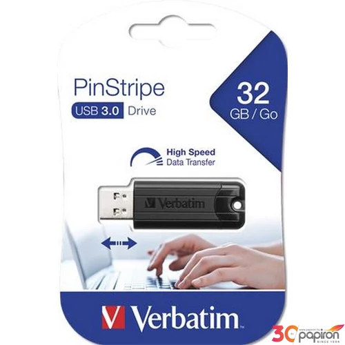Pendrive 32GB USB 3.0 VERBATIM Pinstripe fekete UV32GPF2