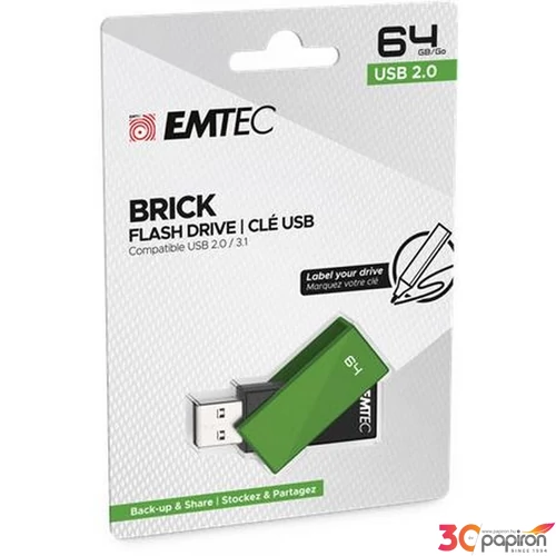 Pendrive 64GB USB 2.0 EMTEC C350 Brick zöld