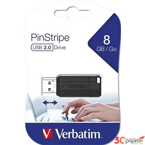 Pendrive, 8GB VERBATIM PinStripe", fekete UV8GPF