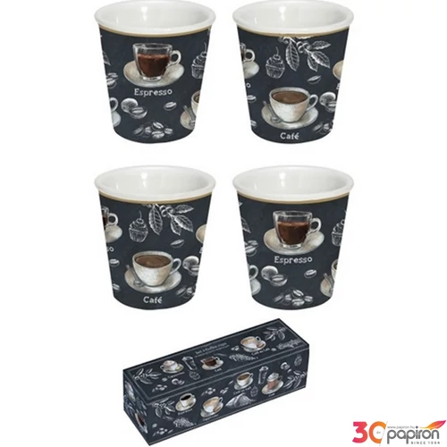 Pohár eszpresszó porcelán 100ml 4db-os dobozban Barista dobozban