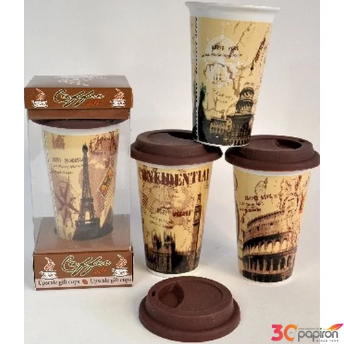 Kerámia POHÁR Kerámia EU VÁROS TETŐVEL, 410 ML, 4 VARIÁCIÓ