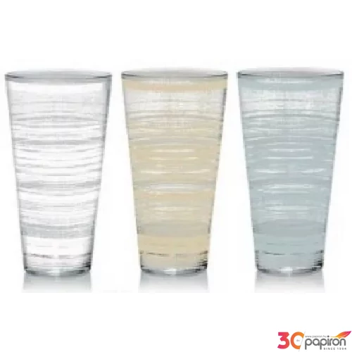 Pohár szett 310ml 3db-os, csíkos, 3 féle szín