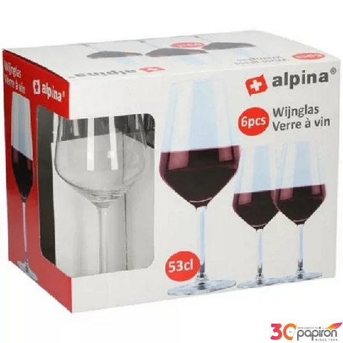 Pohár üveg boros 53cl, 6db-os, Alpina 