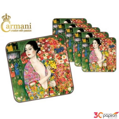 Poháralátét parafa 10x10cm, " Klimt: A táncos 