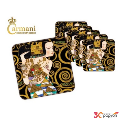 Poháralátét parafa 10x10cm, " Klimt: Várakozás