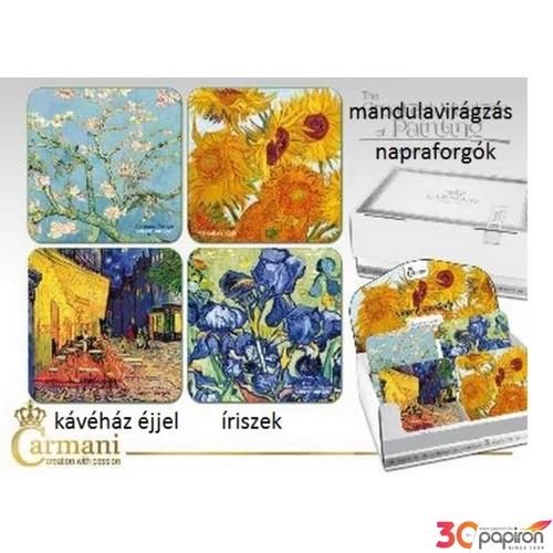 Poháralátét parafa 10x10cm, Van Gogh: Napraforgók 