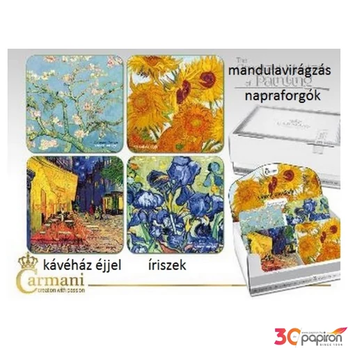 Poháralátét parafa 10x10cm, Van Gogh: Mandulavirágzás