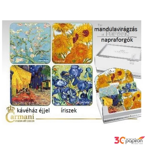 Poháralátét parafa 10x10cm, Van Gogh:Kávéház éjjel 