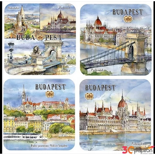 Poháralátét parafa 4db-os szett, Budapest 