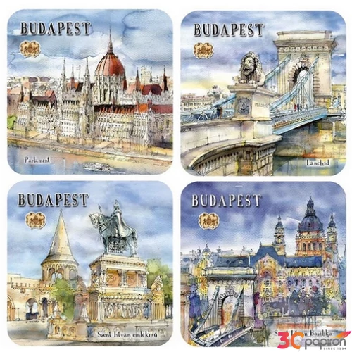 Poháralátét parafa 4db-os szett, Budapest 