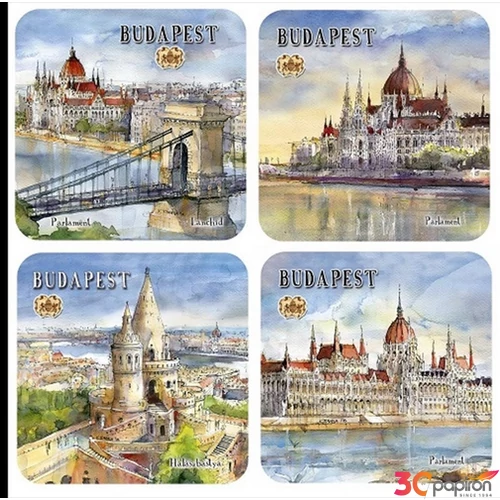 Poháralátét parafa 4db-os szett, Budapest 