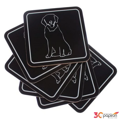 Poháralátét parafa 6 db-os 10,5x10,5cm,fekete alapon 1 fehér