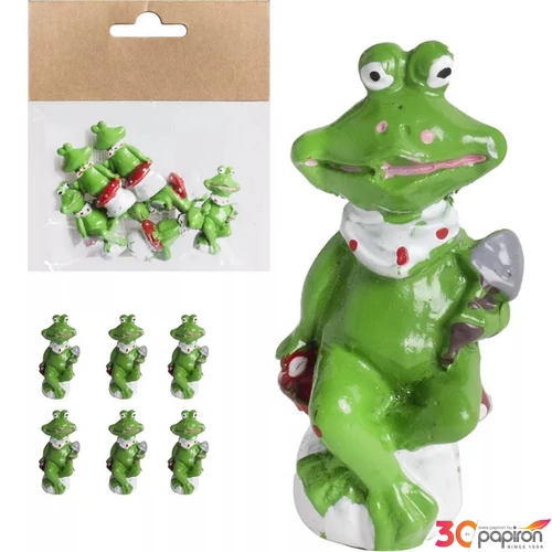Porcelán béka gombán, zöld 6 db/csomag