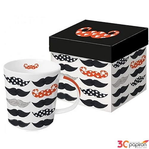 Bögre Porcelán 0,35l díszdobo Bögre teás, karácsonyi mintás Les Moustaches porcelán
