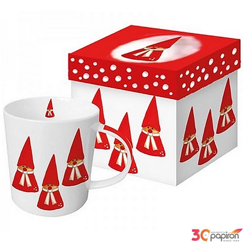 Bögre Porcelán 0,35l díszdobo Bögre teás, karácsonyi mintás Anneko's Gnomes porcelán