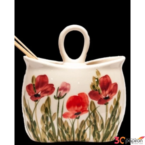 Fakanáltartó Porcelán 17x9,5x20cm pipacs kézzel festett