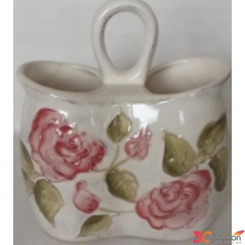 Fakanáltartó Porcelán 17x9,5x20cm bordó rózsás kézzel festett