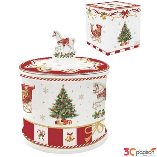 Porcelán keksztároló 14x16,5cm Christ mas Tale dobozban