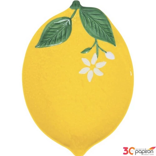 Porcelán kínálótál Sárga citrom 30x22cm, Fleurs et Citrons
