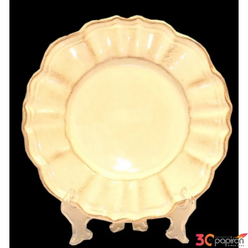 Tányér lapos kerámia natúr 26,5cm, White Forest lapostányér kézzel festett