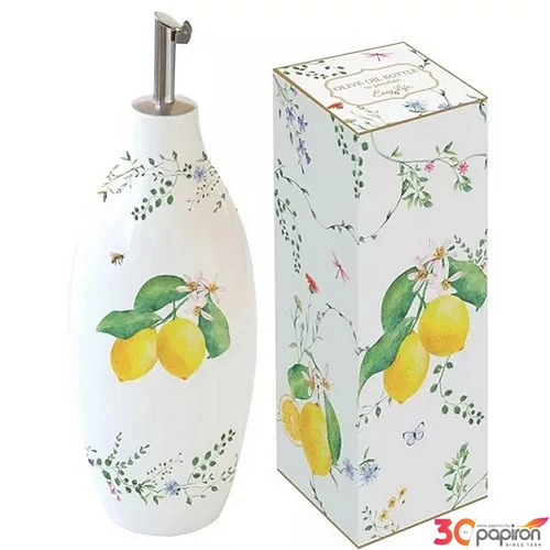 Porcelán olajkiöntő 300ml, dobozban, Fleurs et Citrons