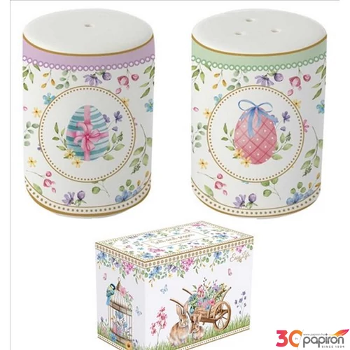 Porcelán só-borsszóró szett 7cm, Spring Bloom dobozban