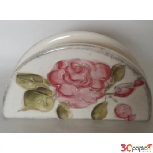 Szalvétartó kerámia virágos bordó rózsás 16,5x4x9cm domború mintás