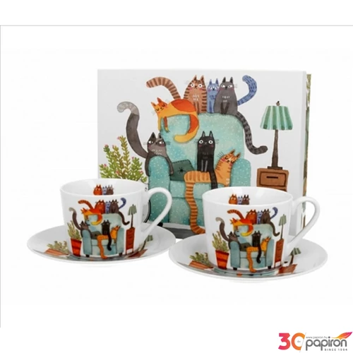 Porcelán csésze +alj 230 ml 2 személyes dobozban 6911