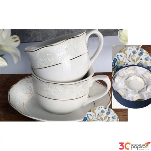 Porceláncsésze+alj 220ml Sarah 2 személyes, dobozban