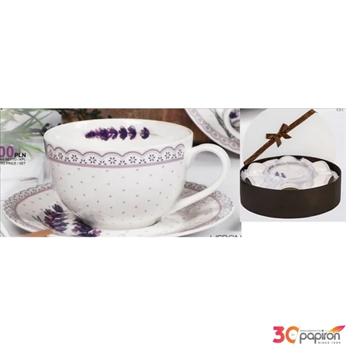 Porceláncsésze+alj 250ml Lavender 6 személyes, dobozban