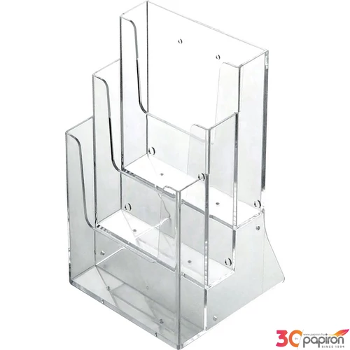 Prospektustartó 3XA4 asztali áttetsző színtelen 4330X, 214x33x253mm 3 zsebes prospektustartók