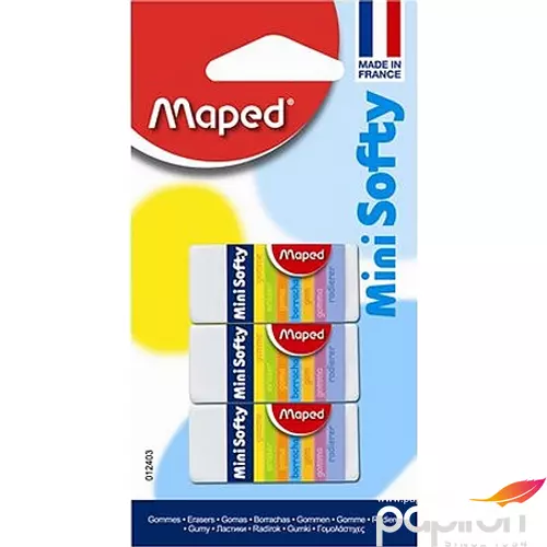 Radír Maped Mini Softy PVC-mentes papírtokos ceruzaradír 3db-os Javítás, ragasztás Maped 012403
