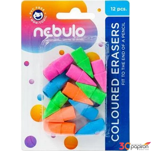 Radír Nebulo ceruzavégre 12db-os színes radírok
