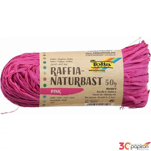 Raffia Folia csomag. Natural, 50g rózsaszín