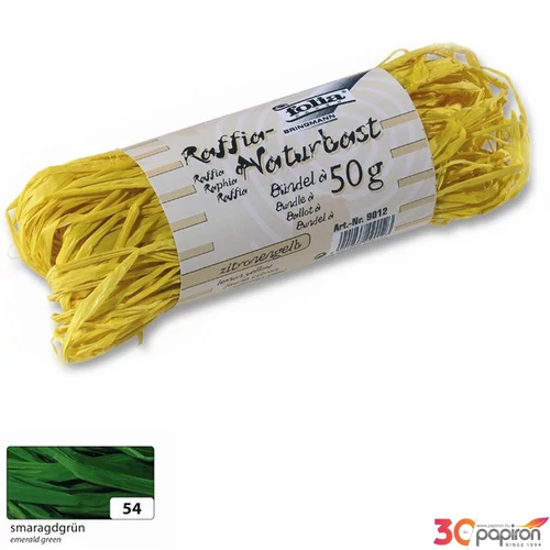 Raffia Folia csomag. Natural, 50g smaragd zöld