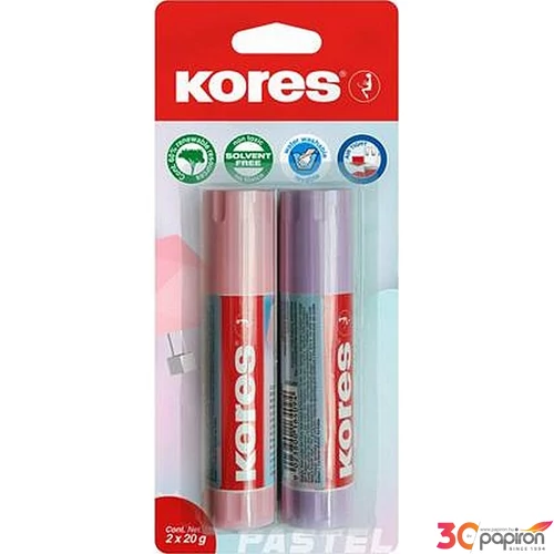Ragasztóstift 20g Kores pasztell színű tokban, 2x20g