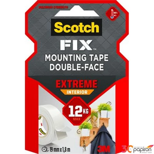 Ragasztószalag 3M Scotch kétoldalas, extra erős, 19 mm x 1,8 m Extreme Interior