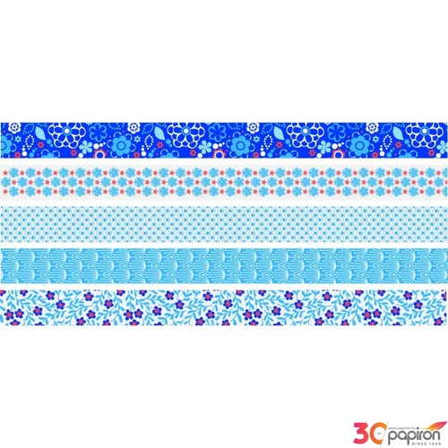 Ragasztószalag HEYDA dekor (12mmx3m) "Fllowers"  mini tépővel kék 