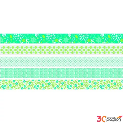 Ragasztószalag HEYDA dekor (12mmx3m) "Fllowers"  mini tépővel zöld 