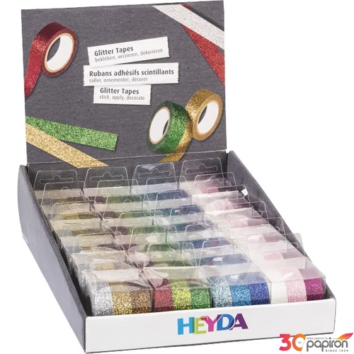 Ragasztószalag HEYDA dekor (15mmx3m) glitter 4szín 3tek/doboz  2035