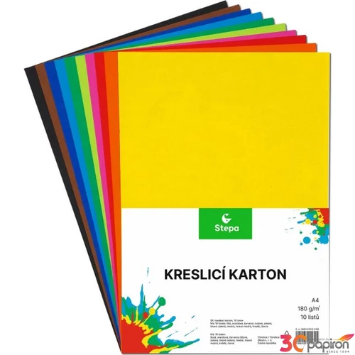 Rajzlap A4 180g 10 lap STEPA vegyes színek