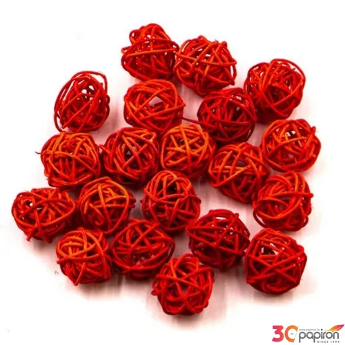Rattan gömb 3cm piros 20db/csomag