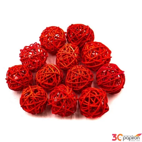Rattan gömb 5cm piros 12db/csomag.