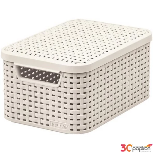 Rattan hatású kosár tetőve 6l törtfehér CURVER Style S