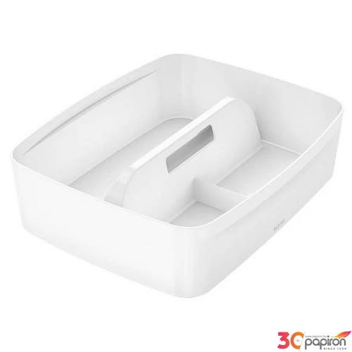Rendszerező tálca Leitz fogantyúval, nagy, MyBox, fehér E53220001