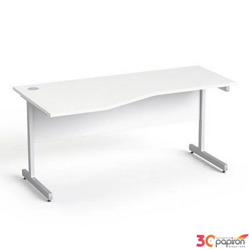 Íróasztal íves balos szürke fémlábbal 160x80cm MAYAH Freedom SV-30 fehér