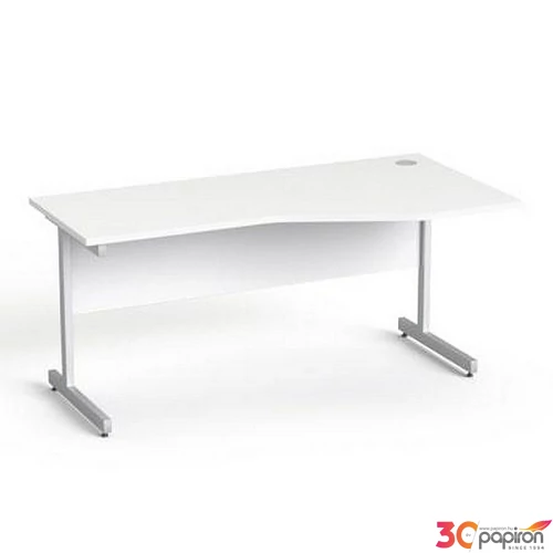 Íróasztal íves jobbos szürke fémlábbal 160x80cm MAYAH Freedom SV-29 fehér