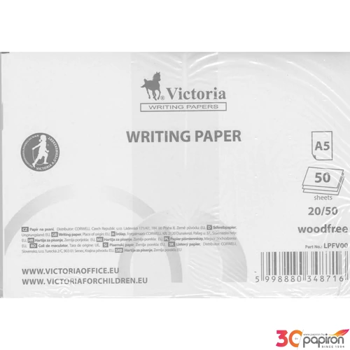 Írólap famentes 20-50 Victoria 50lap 60g-os iskolai írólap hófehér Irodai papíráru Victoria